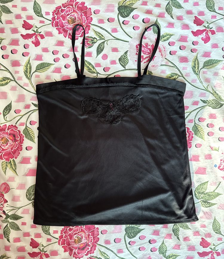 Black Camisole Top With Lace Detail image 1
